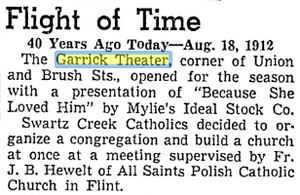 Garrick Theatre - 1952 Retrospective Article